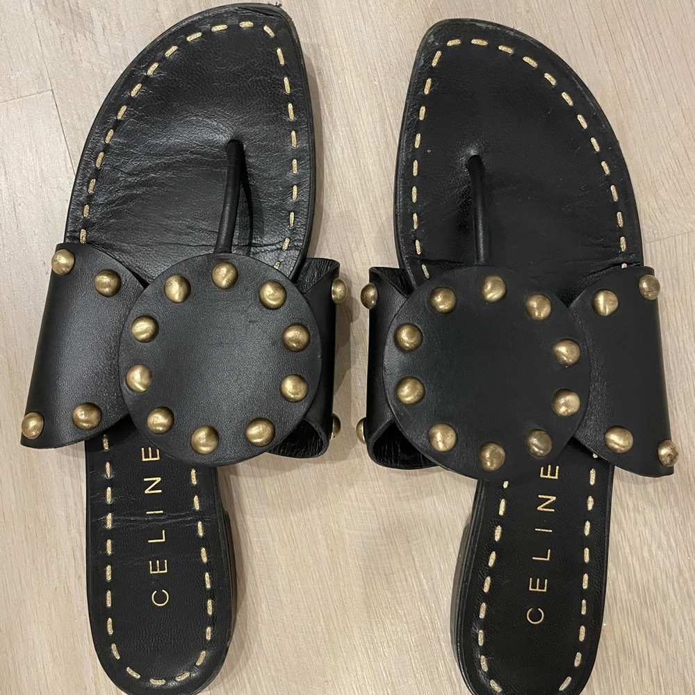 Celine studded flat sandals.